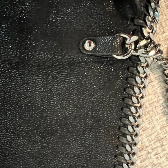 Stella McCartney Shimmery Black Shaggy Deer Studded Falabella Crossbody/Dust Bag - Picture 7 of 12